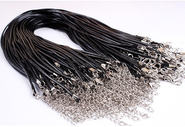 Wax Black Leather Necklace Chain
