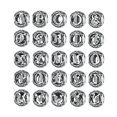 Silver Alphabet Letter Beads Charms