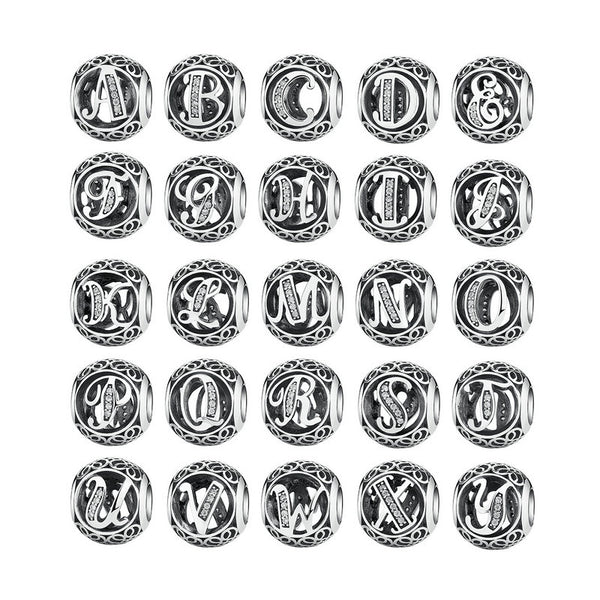 Silver Alphabet Letter Beads Charms