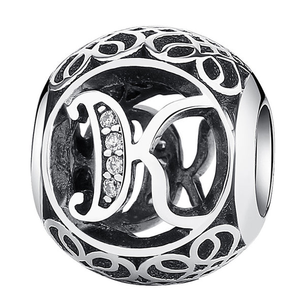 Silver Alphabet Letter Beads Charms