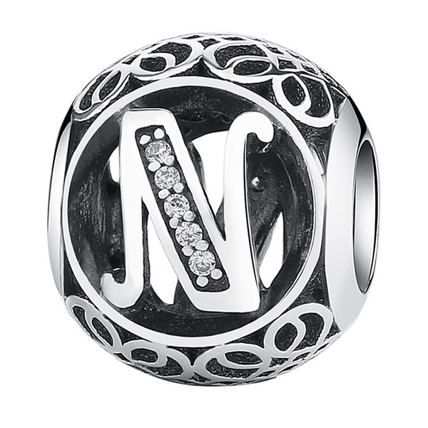 Silver Alphabet Letter Beads Charms