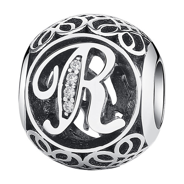 Silver Alphabet Letter Beads Charms
