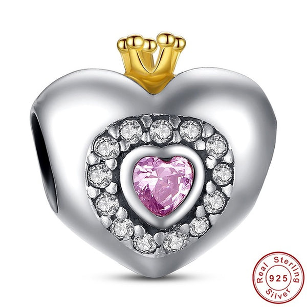Sterling Silver Heart Shape Charm Beads