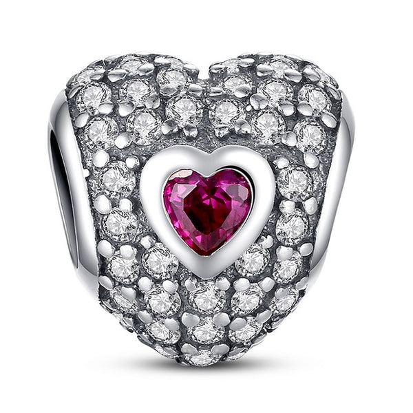 Sterling Silver Heart Shape Charm Beads