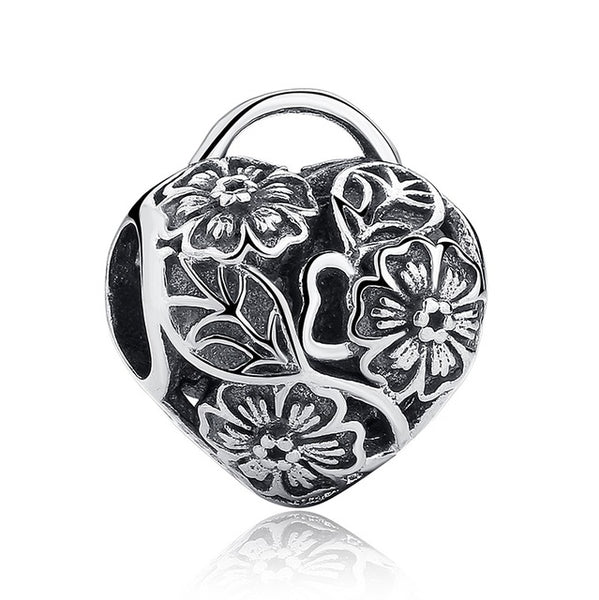 Sterling Silver Heart Shape Charm Beads