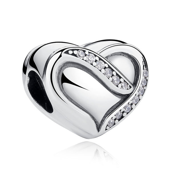 Sterling Silver Heart Shape Charm Beads