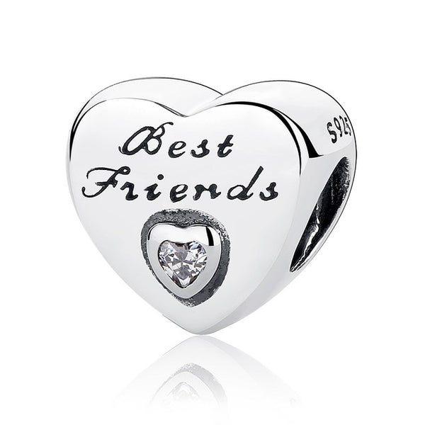 Sterling Silver Heart Shape Charm Beads