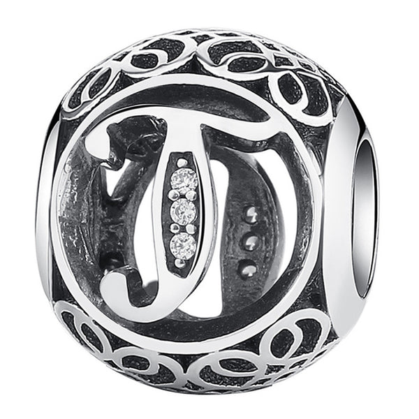Silver Alphabet Letter Beads Charms