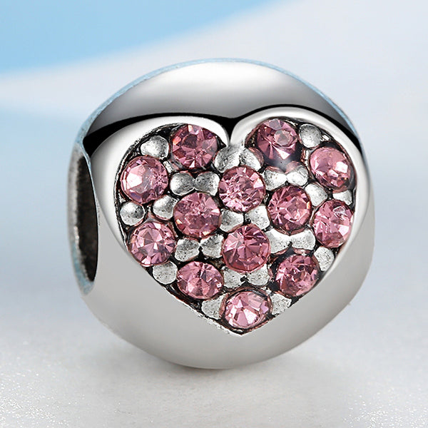 Silver Plated Bead Heart Beads